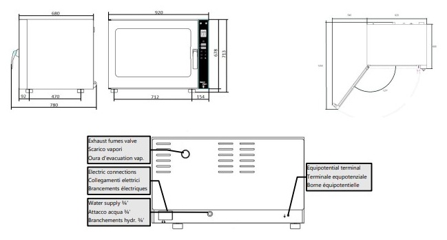Four professionnel à convection numérique triphasé 6 niveaux 600x400 - 0L0664E - Vesta en cuisine professionnelle
