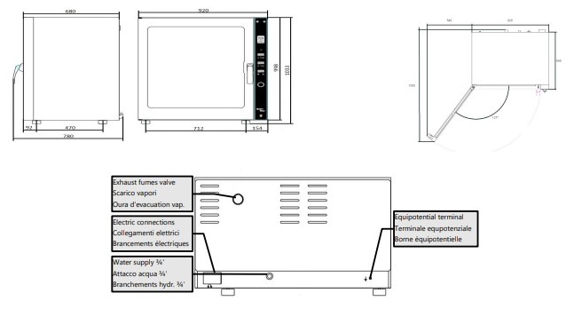 Four professionnel à convection triphasé 10 niveaux 600x400 commandes manuelles - 0L1064M - Vesta en cuisine professionnelle