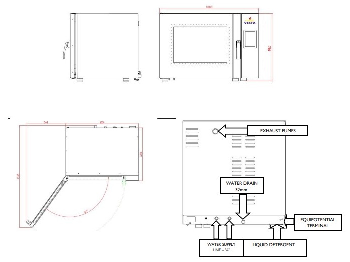 Four professionnel à convection écran tactile LCD 6 niveaux 600x400 triphasé - 0V0664E - Vesta en cuisine professionnelle