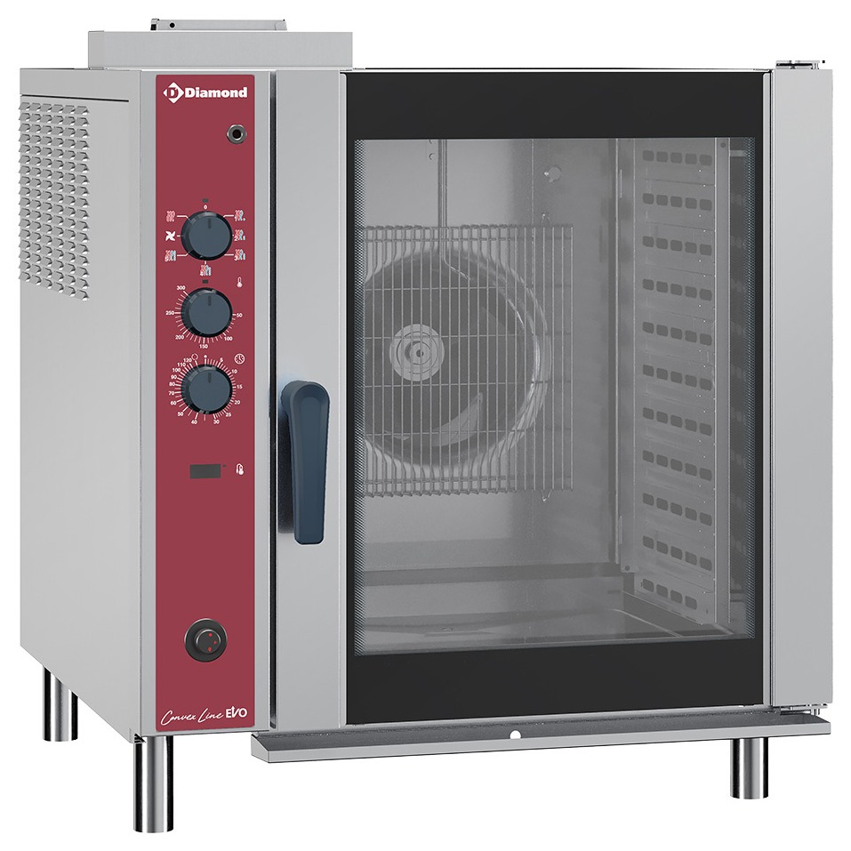 Four professionnel à convection gaz sur four, GN 1/1, commandes manuelles, humidificateur automatique - CFG101/N - Diamond