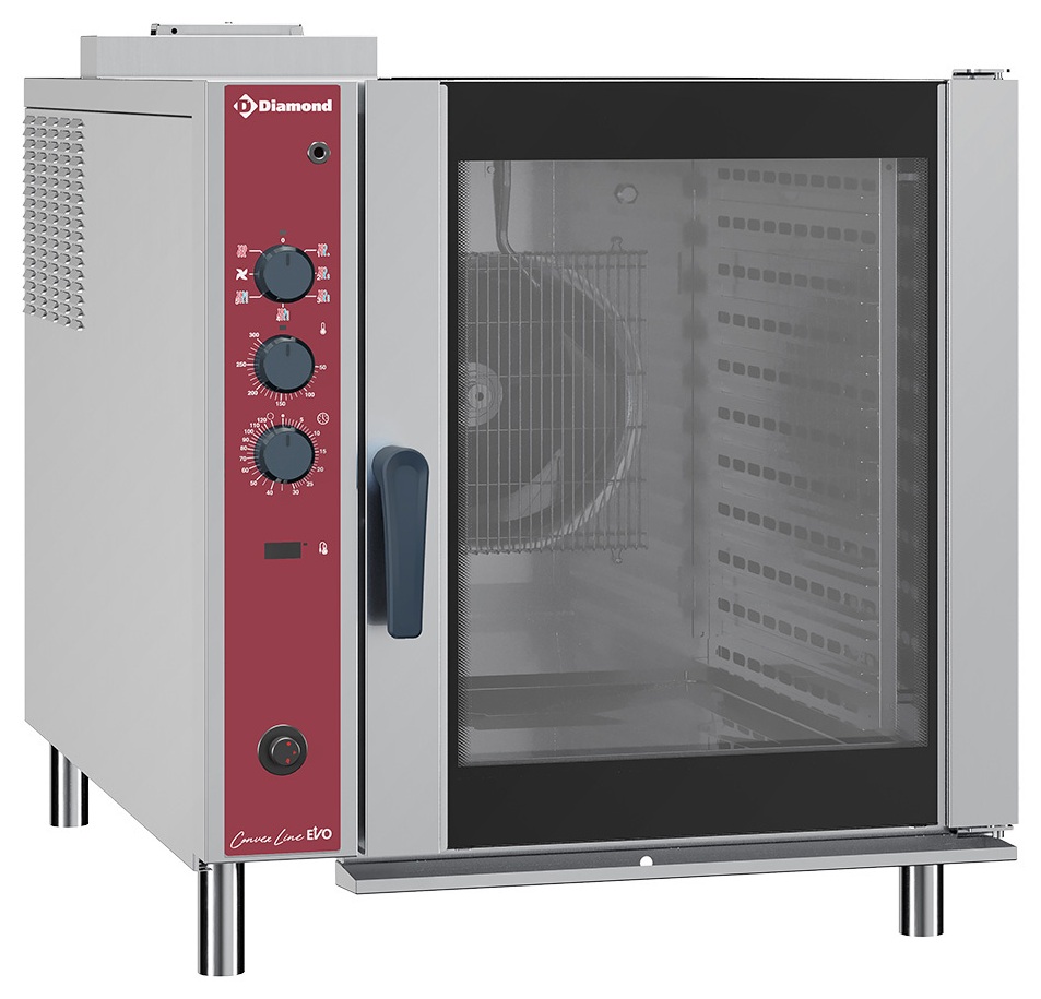 Four à convection professionnel gaz 10 niveaux GN 2/1 humidificateur automatique - CFG102/N - Diamond