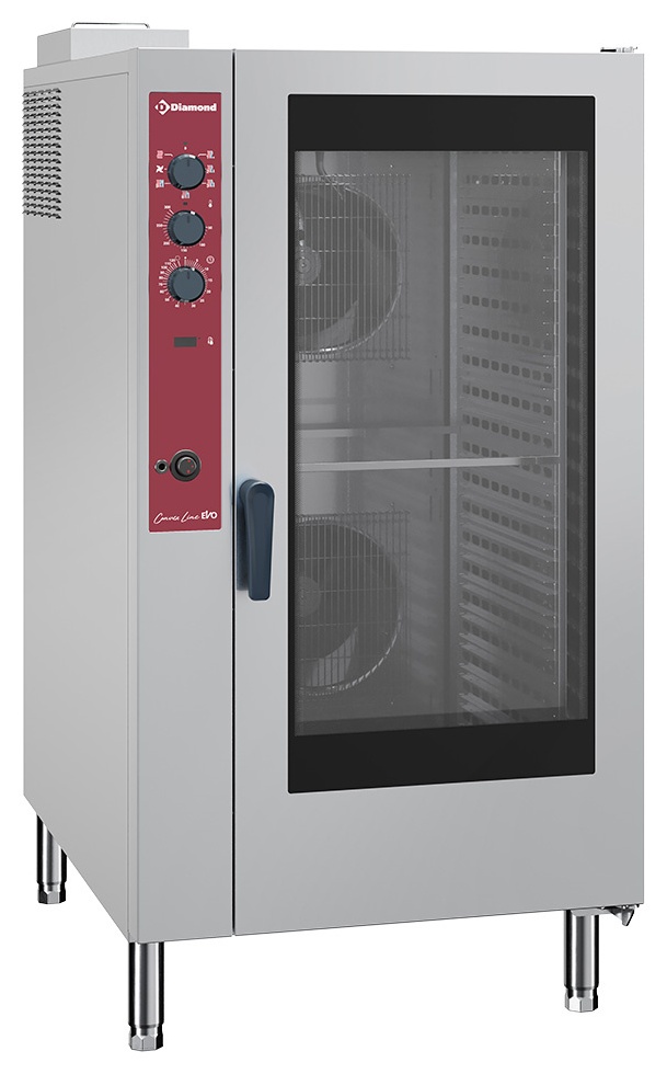 Four à convection professionnel gaz 20 niveaux GN 2/1 ou 40 GN 1/1 humidificateur automatique - CFG202/N - Diamond