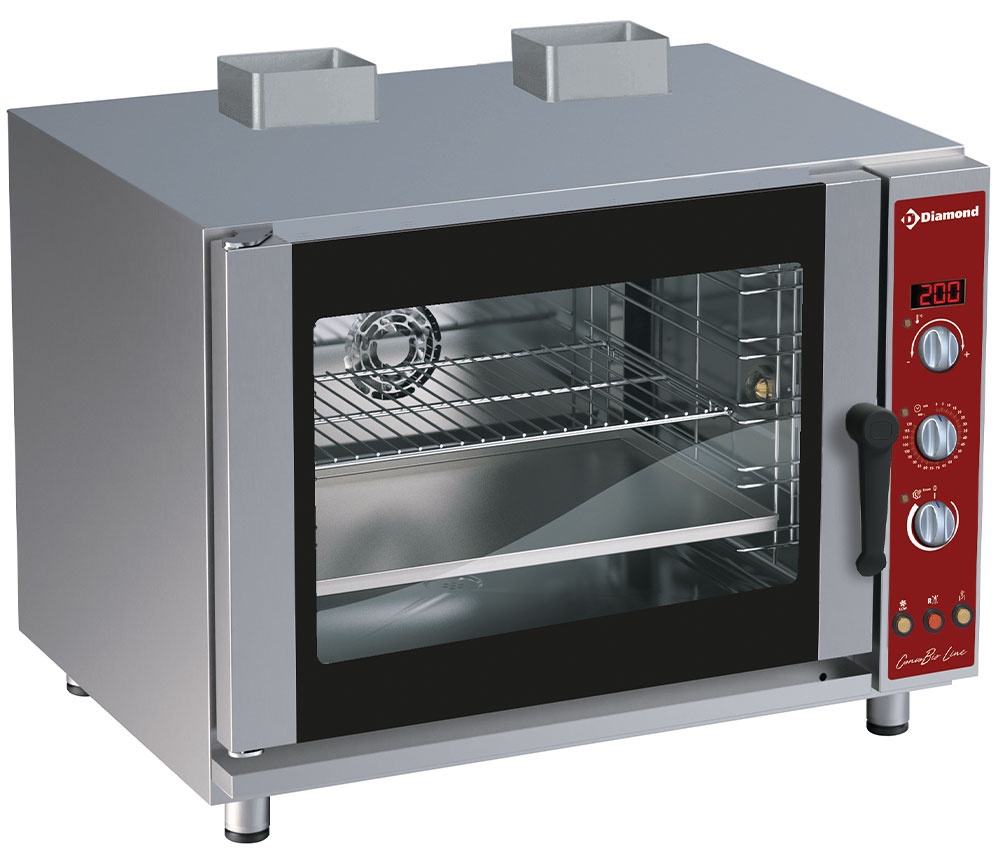 Four à convection professionnel gaz 5 niveaux EN 600x400 humidificateur automatique - PFG-52/S - Diamond